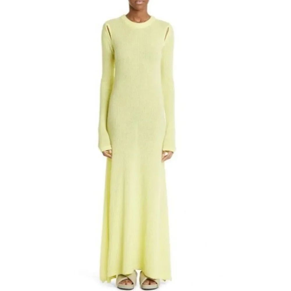 Maria McManus TEARDROP CUTOUT LONG SLEEVE ORGANIC COTTON & CASHMERE MAXI DRESS I